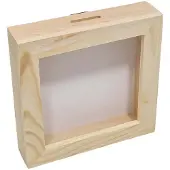 Playwood houten spaarpot plexiglas wit klein - geld bewaren speelgoed.