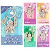 Depesche sleutelhanger auto met engel - blauw metalen accessoire.