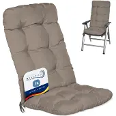 Beautissu Flair HL Stoelkussen Hoge Rugleuning 120x50x8 cm Taupe – Tuinstoelkussen