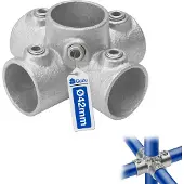 GeZu Impex Buiskoppeling 4 Weg Kruisstuk Ø42mm Hot Dip Gegalvaniseerd Zilver