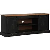 vidaXL Tv-meubel HALDEN 2 schuifdeuren 150x40x60 cm massief hout zwart