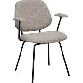 Label51 Eetkamerstoel Loreto - Naturel - Boucle - Zwart Metalen Frame