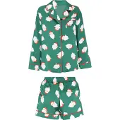 Mymo Korte pyjama nude / smaragd / rood / wit