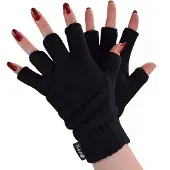THMO dames fleece gevoerde thermo vingerloze handschoenen - Zwart