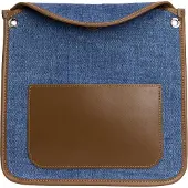 Faina Schoudertas blauw denim / donkerbruin