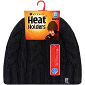 Heat Holder Thermische kabelgebreide wintermuts voor dames - Zwart