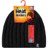 Heat Holder - Heren Geribbelde Gebreide Muts 3.4 Tog - Zwart