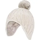 Heat Holder - Kabelgebreide Muts Voor Meisjes Met Pom Pom - Buttercream