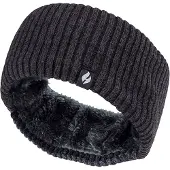 Heat Holder Dames fleece gevoerde thermo oorwarmer hoofdband - Geribbeld Donkergrijs