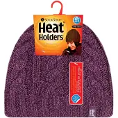Heat Holder Thermische kabelgebreide wintermuts voor dames - Paars