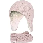 Heat Holder Meisjes Majestueuze Trapper Hat Mitts Set - Schemerig Roze