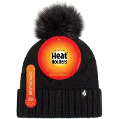Heat Holder Dames Winter Bont Pom Pom Beanie Muts - Zwart