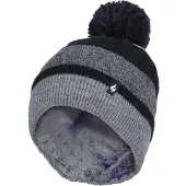 Heat Holder - Dames Thermische Winter Pom Pom Muts - Zwart Grijs