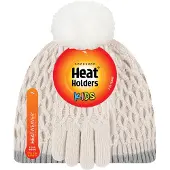 Heat Holder Meisjes Thermische Pom Pom Muts En Handschoenen - Buttercream