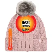 Heat Holder Meisjes Cable Bobble Muts En Handschoenen Set - Schemerig Roze