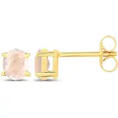Vira Jewels Ohrstecker 925-Sterling Silber vergoldet Glänzend Rosenquartz rosa