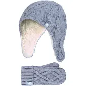 Heat Holder Meisjes Majestueuze Trapper Hat Mitts Set - Stoffig Blauw