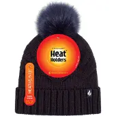 Heat Holder Dames Winter Bont Pom Pom Beanie Muts - Marine