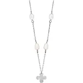 Julie Julsen Anhänger mit Kette 925 Silber rhodiniert Kleeblatt und Perlen