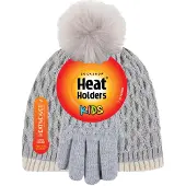 Heat Holder Meisjes Thermische Pom Pom Muts En Handschoenen - Wolkengrijs