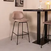 Label51 Barkruk Bello - Taupe - Micro Suede - Hoog