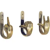 Invicta Kapstokhaak FINGERS 20 cm set van 3 messing - 45662