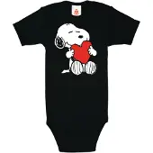 Logoshirt Rompertje/body 'Snoopy - Heart' zwart