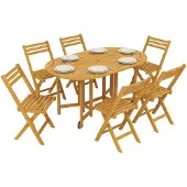 Outsunny Patio Dining Set-Acaciahout-150L x 90B x 74H cm-Natuurlijke houtkleur