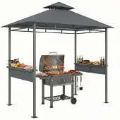 Outsunny Grill Gazebo-Polyester, metaal-245L x 146B x 255H cm-Donkergrijs