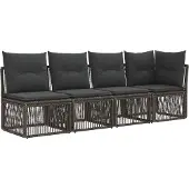 vidaXL Tuinbank Set 12 pcs Grijs poly rattan
