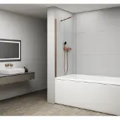 Polysan Fisa Badwand 60x150cm, mat koper, helder glas