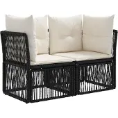 vidaXL Tuinbank Set 13 pcs Zwart poly rattan