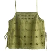 Next - Dames - Hemdje met rechte bovenrand en broderie - Groen