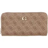 GUESS portemonnee Coleen Logo Zip Around Wallet Latte Logo Lichtbruin