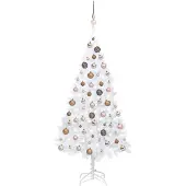Syfax Kunstkerstboom met verlichting en kerstballen 120 cm PVC wit