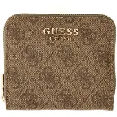 GUESS portemonnee Coleen Logo Zip Around Wallet Latte Logo Lichtbruin