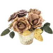 MEA Bloem in pot, metaal 10x10x13cm