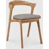 Ethnicraft Bok dining tuinstoel gelakt teak met stoffen bekleding
