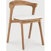 Ethnicraft Bok dining tuinstoel gelakt teak met stoffen bekleding