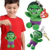 Sarcia.eu TY MARVEL Hulk Knuffel, sleutelhanger, BEANIE BABIES, rugzakhanger 12 cm
