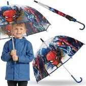 Sarcia.eu MARVEL SpiderMan Kinderparaplu met kliksluiting, opvouwbare, doorzichtige handparaplu 46cm
