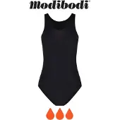 Modibodi Menstruatie Zwemkleding Tiener Super Absorberend Racerback Badpak Zwart Y14-16
