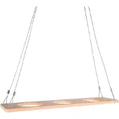 UNUS Kruidenrek van bamboe hangend 60x16 cm met staalkabel ophanging en potopeningen