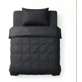 Sleeptime dekbedovertrek Check Pintuck - zwart - Microvezel - 140x220