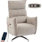 HOMCOM Elektrische Relaxstoel-Polyester-88L x 76B x 111H cm-Beige