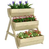 Outsunny Verhoogd Plantenbed-Dennenhout-65L x 75B x 76H cm-Groen