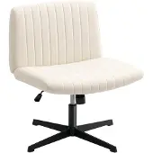 HOMCOM Bureaustoel-Linnen-61L x 64B x 76-86H cm-Crèmewit