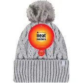 Heat Holder Dames Gebreide Omgeslagen Muts met Pompon en Bobbel