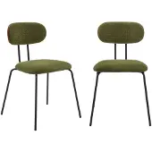 Sweeek Stoel waterafstotende stof, zwarte metalen poten (set van 2) Kaki