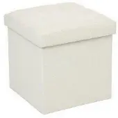 Atmosphera Fluwelen Ottoman - Vouwbaar, Beige, 38 x 38 x 38 cm